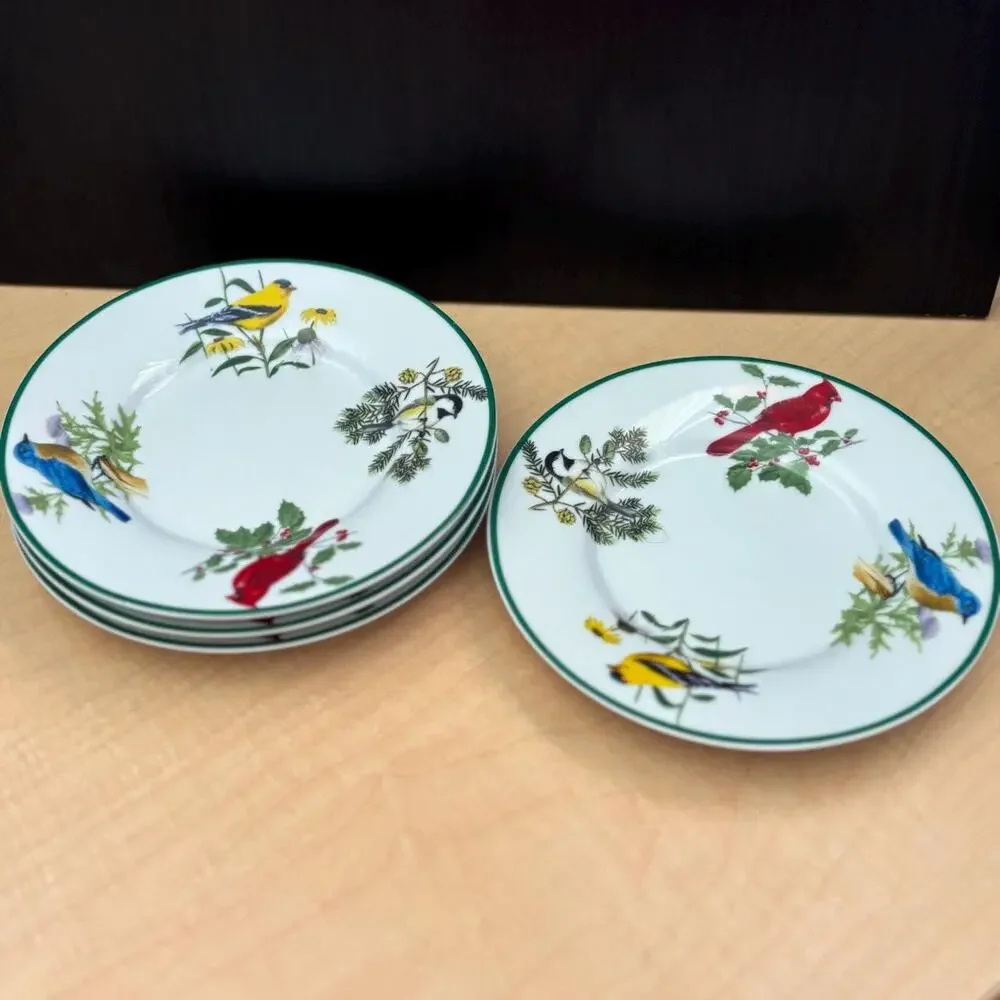 Vintage National Wildlife Federation WFE3 Songbirds Flat Cup & Saucer Set (4)
